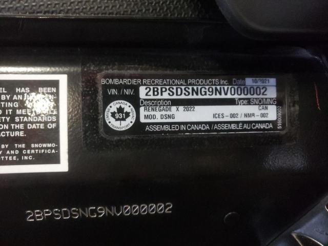 2BPSDSNG9NV000002 - 2022 SKI DOO RENEGADE BLACK photo 10