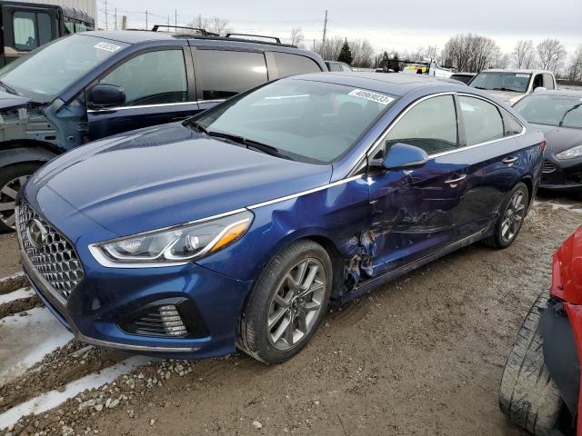 5NPE34AB3JH615943 - 2018 HYUNDAI SONATA SPORT BLUE photo 1