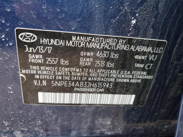 5NPE34AB3JH615943 - 2018 HYUNDAI SONATA SPORT BLUE photo 12