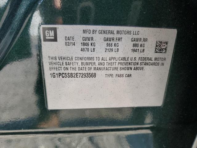 1G1PC5SB2E7293568 - 2014 CHEVROLET CRUZE LT GREEN photo 12