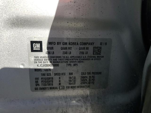 KL4CJASB0KB869990 - 2019 BUICK ENCORE PREFERRED Күміс фото 12