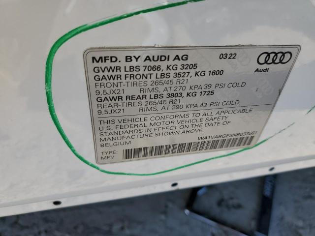 WA1VABGE3NB033581 - 2022 AUDI E-TRON CHRONOS WHITE photo 13