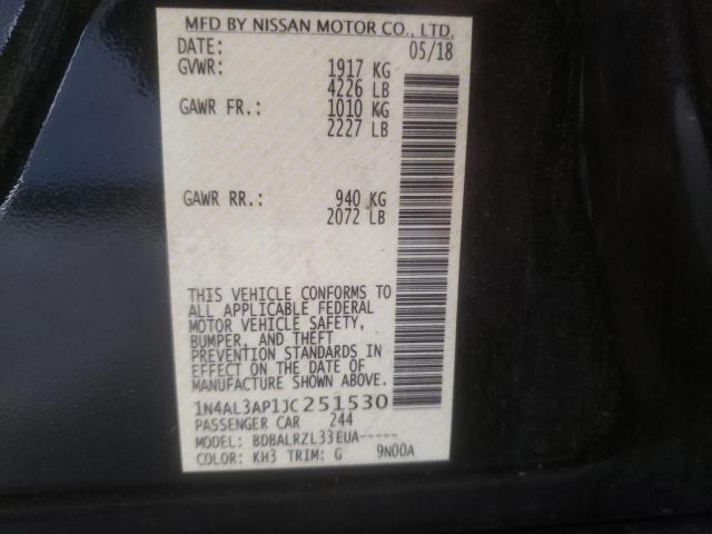 1N4AL3AP1JC251530 - 2018 NISSAN ALTIMA 2.5 Чорний фото 12