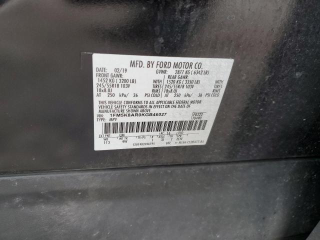 1FM5K8AR0KGB46027 - 2019 FORD EXPLORER POLICE INTERCEPTOR BLACK photo 13