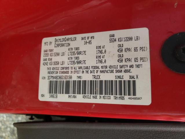 3D7MX48C06G163180 - 2006 DODGE RAM 3500 ST RED photo 12