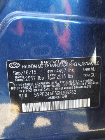 5NPE24AF3GH306262 - 2016 HYUNDAI SONATA SE BLUE photo 12