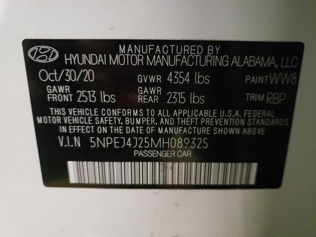 5NPEJ4J25MH089325 - 2021 HYUNDAI SONATA SEL PLUS WHITE photo 12