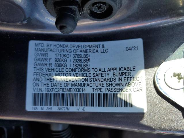 19XFC2F83ME003014 - 2021 HONDA CIVIC SPORT 石墨色 照片 13