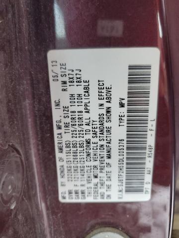 5J6TF2H55DL005376 - 2013 HONDA CROSSTOUR EXL ბურგუნდია ფოტო 12