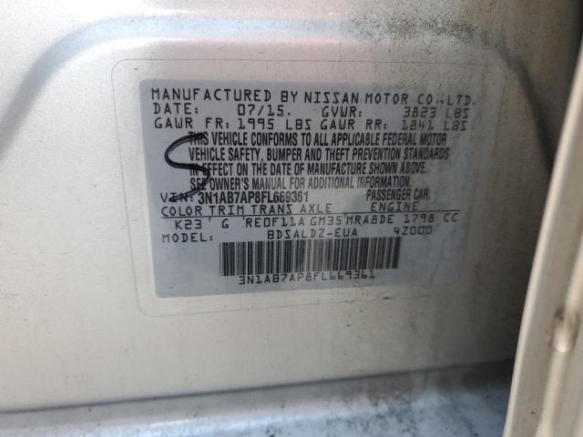 3N1AB7AP8FL669361 - 2015 NISSAN SENTRA S SILVER photo 12