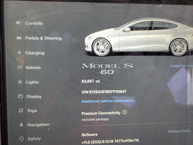 5YJSA1S18EFP31947 - 2014 TESLA MODEL S 灰色 照片 9