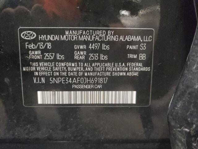 5NPE34AF0JH691817 - 2018 HYUNDAI SONATA SPORT BLACK photo 12