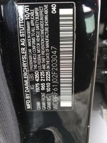 WDBRF61J02F203047 - 2002 MERCEDES-BENZ C 240 BLACK photo 12