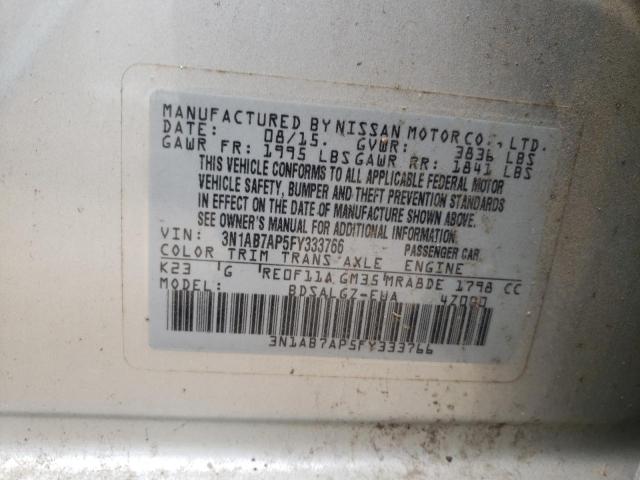 3N1AB7AP5FY333766 - 2015 NISSAN SENTRA S GRAY photo 12