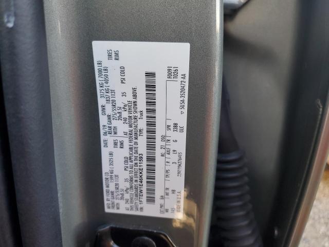 1FTEW1E46KKE11593 - 2019 FORD F150 SUPERCREW GRAY photo 12