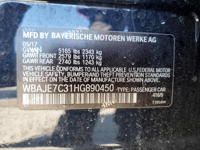 WBAJE7C31HG890450 - 2017 BMW 540 XI BLACK photo 12