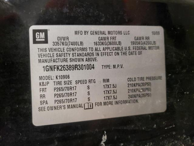 1GNFK26389R301004 - 2009 CHEVROLET SUBURBAN K1500 LT BLACK photo 13