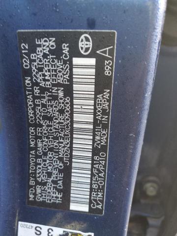 JTDZN3EUXC3090606 - 2012 TOYOTA PRIUS V BLUE photo 12