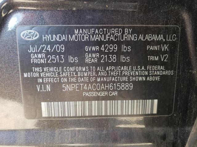 5NPET4AC0AH615889 - 2010 HYUNDAI SONATA GLS GRAY photo 12