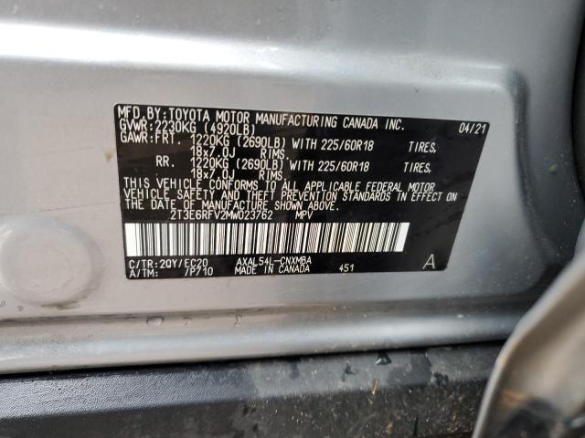 2T3E6RFV2MW023762 - 2021 TOYOTA RAV4 XSE SILVER photo 13