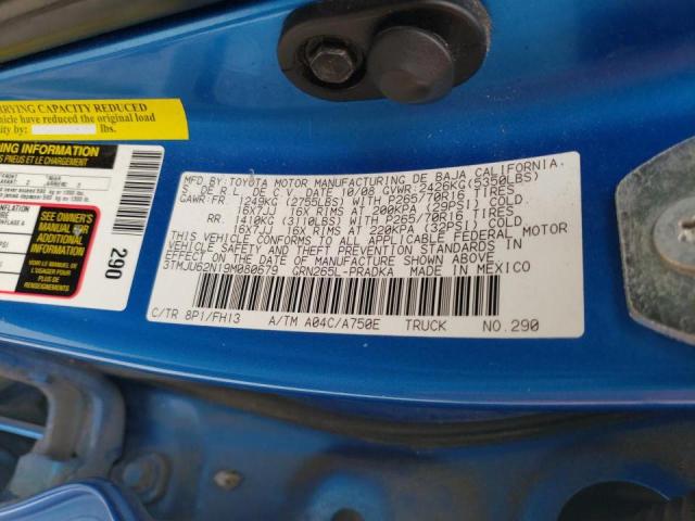 3TMJU62N19M080679 - 2009 TOYOTA TACOMA DOUBLE CAB PRERUNNER BLUE photo 12