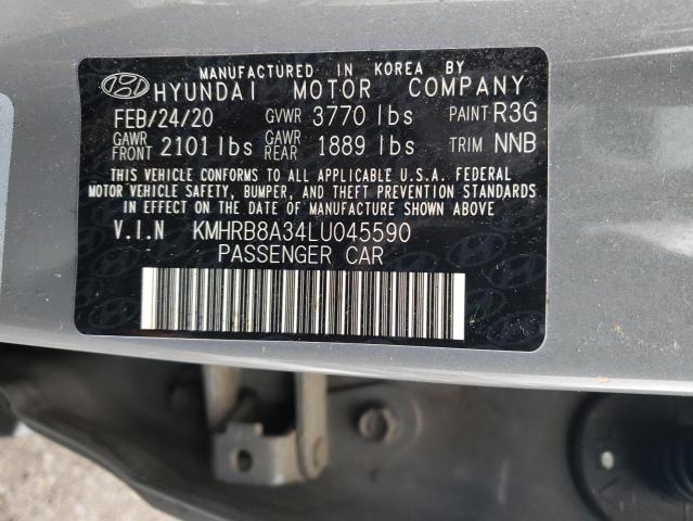 KMHRB8A34LU045590 - 2020 HYUNDAI VENUE SE GRAY photo 12