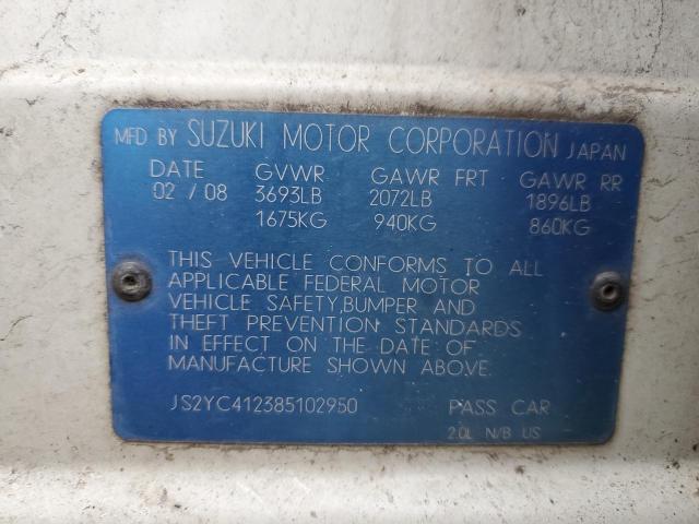 JS2YC412385102950 - 2008 SUZUKI SX4 WHITE photo 12