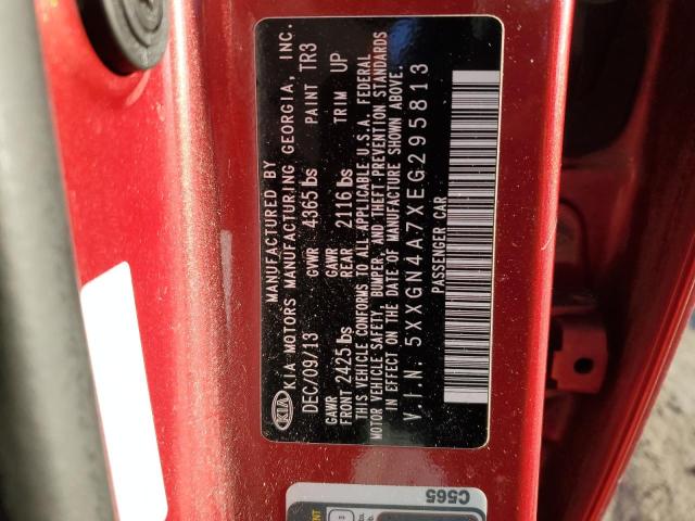 5XXGN4A7XEG295813 - 2014 KIA OPTIMA EX RED photo 12