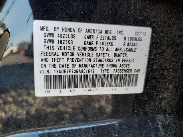 19UDE2F73GA001619 - 2016 ACURA ILX PREMIUM TECH შავი ფოტო 12