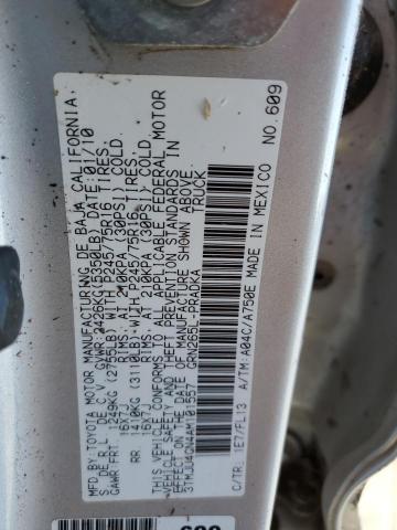 3TMJU4GN4AM101557 - 2010 TOYOTA TACOMA DOUBLE CAB PRERUNNER SILVER photo 13