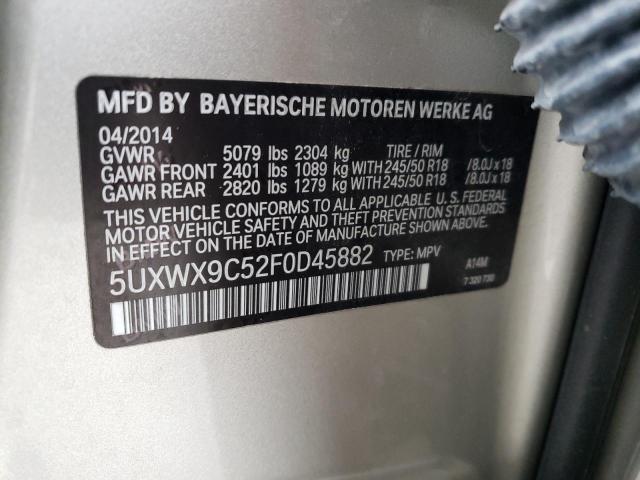 5UXWX9C52F0D45882 - 2015 BMW X3 XDRIVE28I BEIGE photo 13