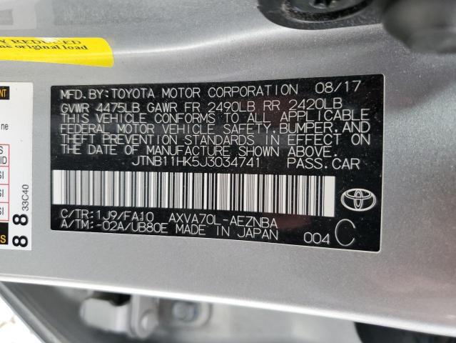 JTNB11HK5J3034741 - 2018 TOYOTA CAMRY L SILVER photo 12