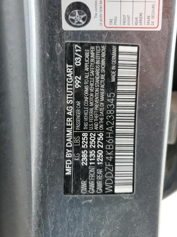 WDDZF4KB6HA238345 - 2017 MERCEDES-BENZ E 300 4MATIC GRAY photo 12