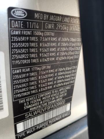 SALWR2VF9FA509900 - 2015 LAND ROVER RANGE ROVE HSE SILVER photo 14