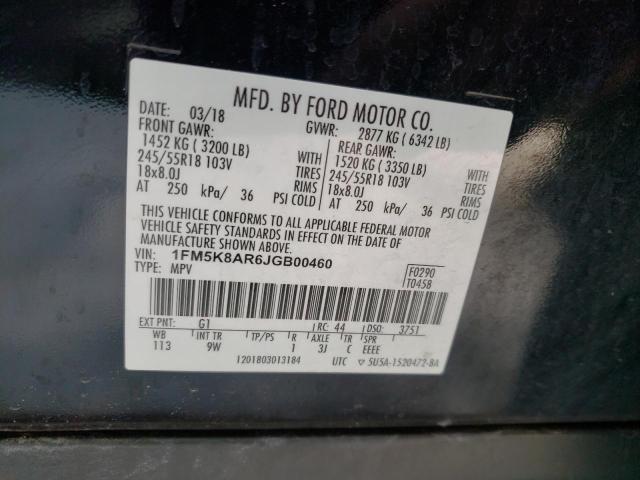 1FM5K8AR6JGB00460 - 2018 FORD EXPLORER POLICE INTERCEPTOR BLACK photo 13