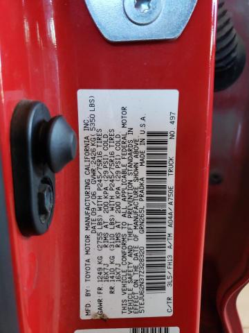 5TEJU62N37Z328320 - 2007 TOYOTA TACOMA DOUBLE CAB PRERUNNER RED photo 12