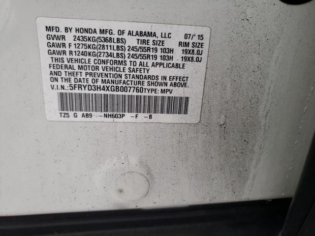 5FRYD3H4XGB007760 - 2016 ACURA MDX TECHNOLOGY WHITE photo 13