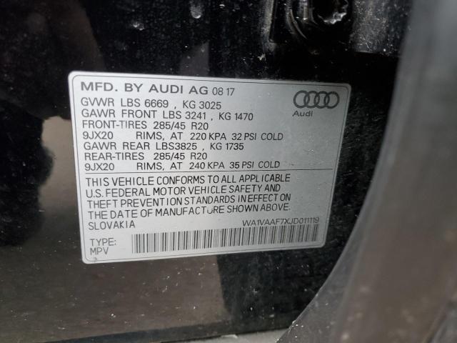 WA1VAAF7XJD011119 - 2018 AUDI Q7 PRESTIGE BLACK photo 13