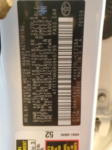 4T1T11AK6RU840799 - 2024 TOYOTA CAMRY SE NIGHT SHADE WHITE photo 12