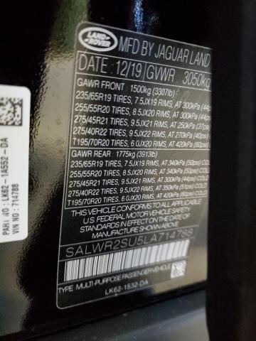 SALWR2SU5LA714788 - 2020 LAND ROVER RANGE ROVE HSE BLACK photo 14