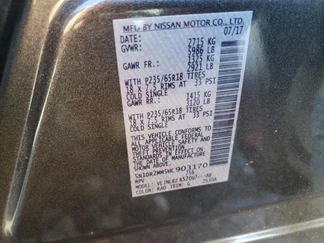 5N1DR2MM5HC903170 - 2017 NISSAN PATHFINDER S GRAY photo 13