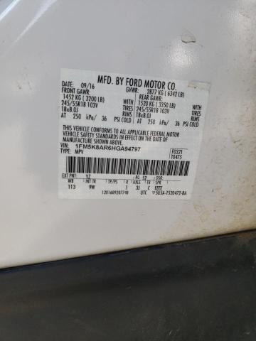 1FM5K8AR6HGA94797 - 2017 FORD EXPLORER POLICE INTERCEPTOR WHITE photo 14