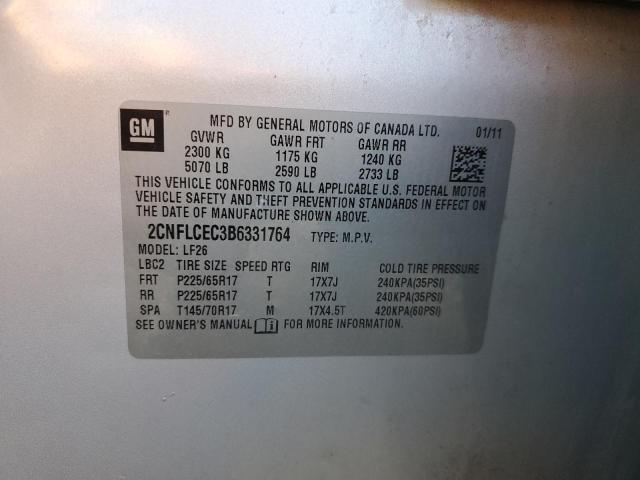 2CNFLCEC3B6331764 - 2011 CHEVROLET EQUINOX LS SILVER photo 13