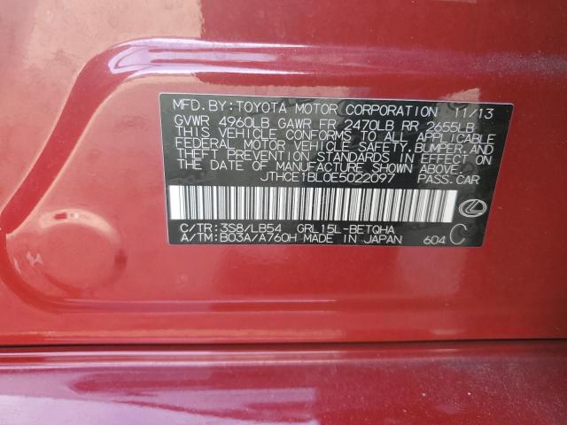 JTHCE1BL0E5022097 - 2014 LEXUS GS 350 RED photo 12