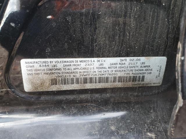 3VWPF71K76M776201 - 2006 VOLKSWAGEN JETTA VALUE BLACK photo 13