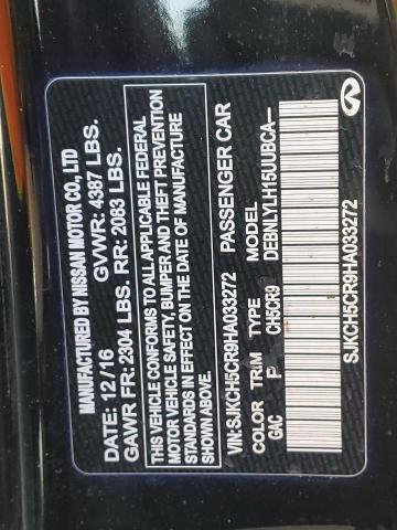 SJKCH5CR9HA033272 - 2017 INFINITI QX30 BASE أسود صورة 13