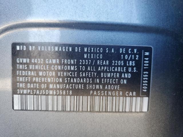 3VWPL7AJ5DM635818 - 2013 VOLKSWAGEN JETTA TDI GRAY photo 13