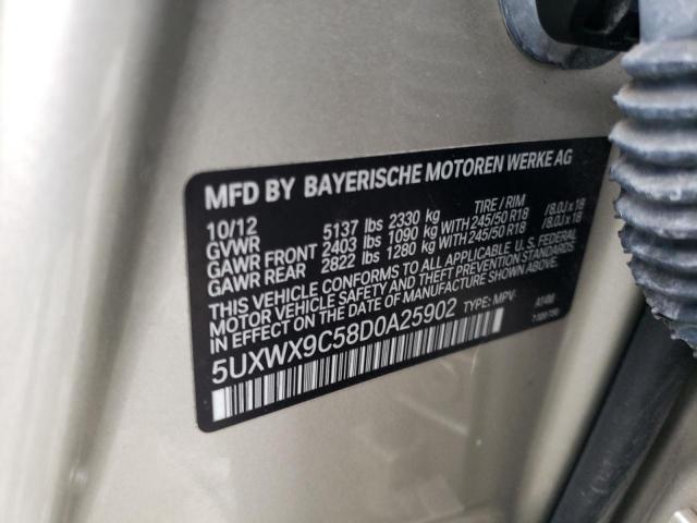 5UXWX9C58D0A25902 - 2013 BMW X3 XDRIVE28I SILVER photo 13