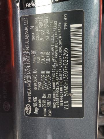 5NMSH13E07H026266 - 2007 HYUNDAI SANTA FE SE BLUE photo 13