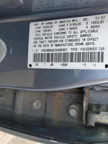 1HGCM56467A085957 - 2007 HONDA ACCORD LX BLUE photo 12